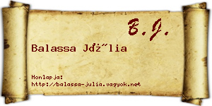 Balassa Júlia névjegykártya